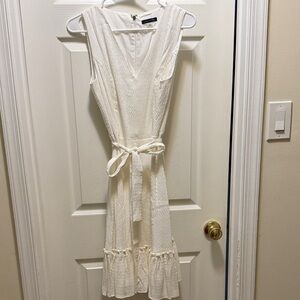 Tommy Hilfiger Ivory Midi Dress with Belt